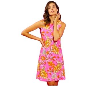 JUDE CONNALLY Beth Twirling Peacock Spring Pink Dress Size S NEW